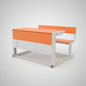 Dual Seater Modern Classroom Desk | Orange & White Metal Frame School Bench | SRK Modular Furniture