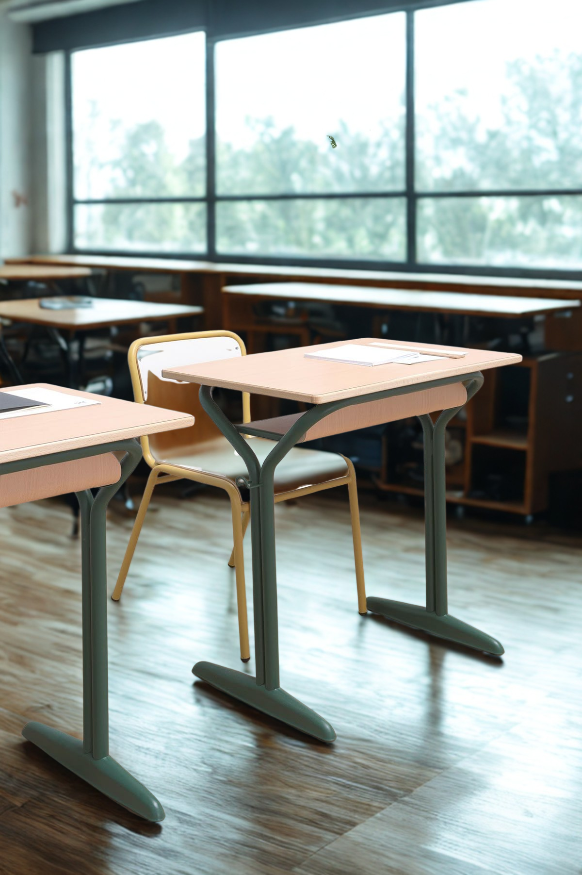 Student Study Desk | Single Seater Classroom Table with Metal Frame | SRK Modular Furniture