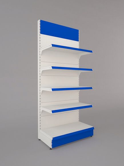 SRK Branded Retail Display Rack | 5-Tier Metal Gondola Shelf Unit | Modular Retail Fixture