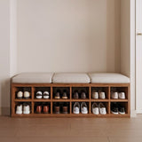 Wooden Shoe Rack Bench with Cushion Seat | 12-Pair Storage Organizer | Theom Living