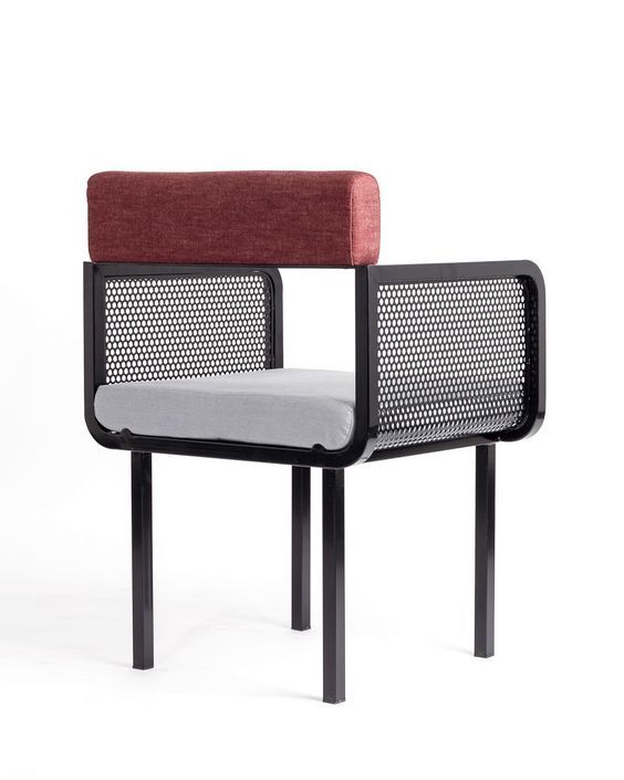 Modern Mesh Accent Chair | Black Metal Frame with Upholstered Cushion & Backrest | SRK Modular Furniture