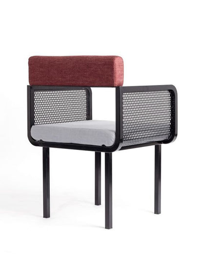 Modern Mesh Accent Chair | Black Metal Frame with Upholstered Cushion & Backrest | SRK Modular Furniture