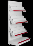 Angled Display Rack | 5-Tier Grocery & Retail Shelf with Green Accent | SRK Modular Furniture