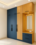 Luminex Modular Wardrobe with Dressing Mirror | Matte Black & Natural Oak Finish | SRK Modular Furniture