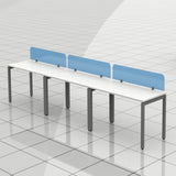 Work Stations ( Back to Back Linear) With Light Blue Color Pin Board  Wire Raceway Underneath The table along
