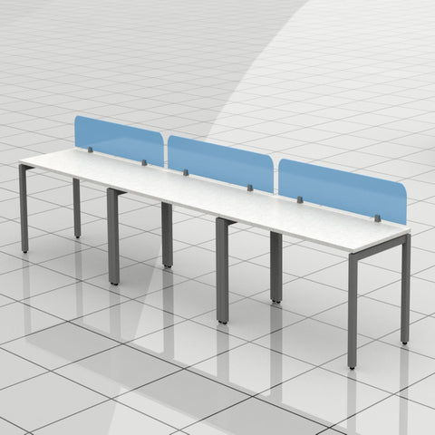 Work Stations ( Back to Back Linear) With Light Blue Color Pin Board  Wire Raceway Underneath The table along