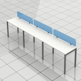 Work Stations ( Back to Back Linear) With Light Blue Color Pin Board  Wire Raceway Underneath The table along