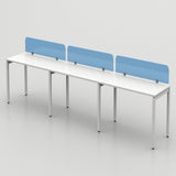Work Stations ( Back to Back Linear) With Light Blue Color Pin Board  Wire Raceway Underneath The table along