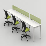 Work Stations ( Back to Back Linear) With Light Blue Color Pin Board  Wire Raceway Underneath The table along