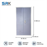 2-Door Blue Metal Almirah | Office & Industrial Steel Locker Cabinet | SRK Modular Furniture