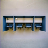 Premium 4-Seater Office Workstation with Acoustic Panels | Blue Privacy Cubicle Desk | Modular Office Furniture by SRK Furniture