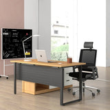 Modern Staff Workstation Desk – Oak & Black Metal Frame | SRK Modular Furniture Co.