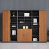 Modern Office Storage Cabinet and Bookshelf with Lockable Doors - Walnut & Grey