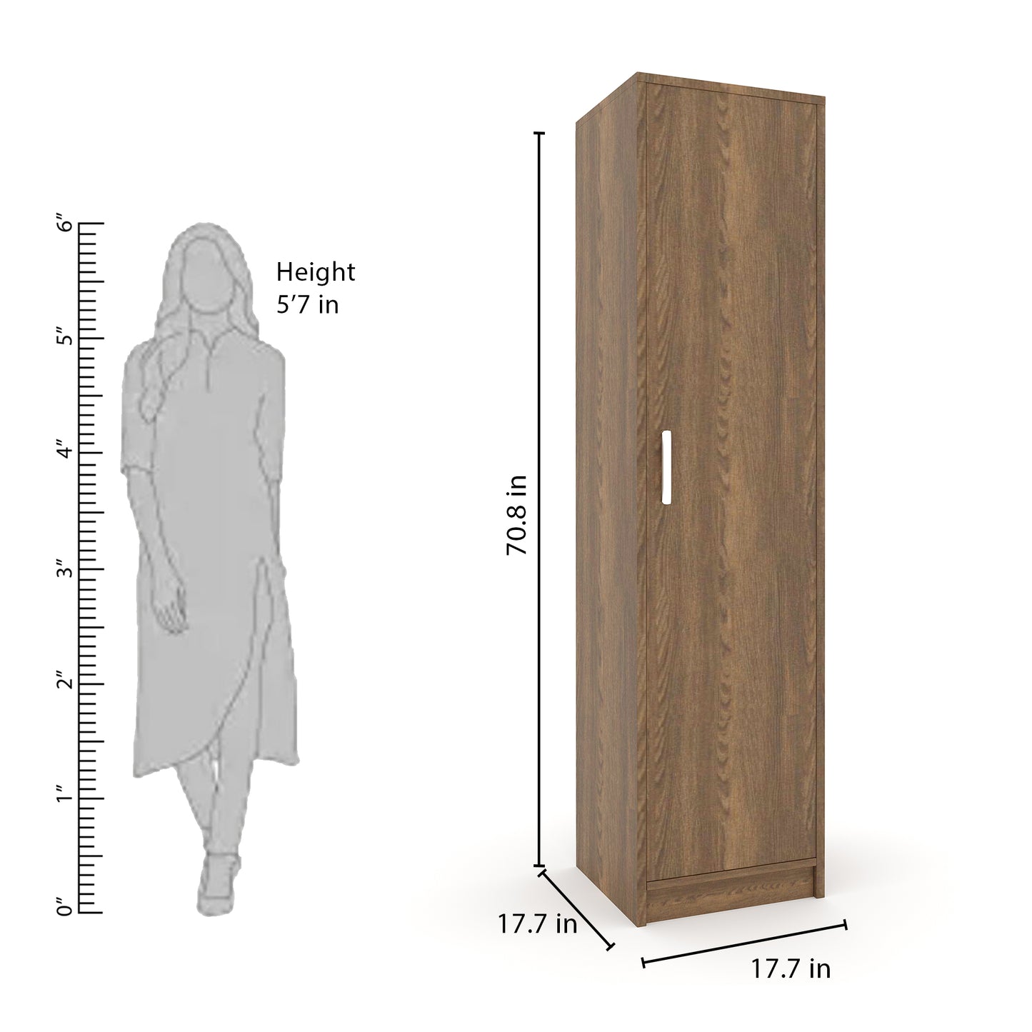 Single door amirah engineered wood strong sturdy spacious depth can hang coats