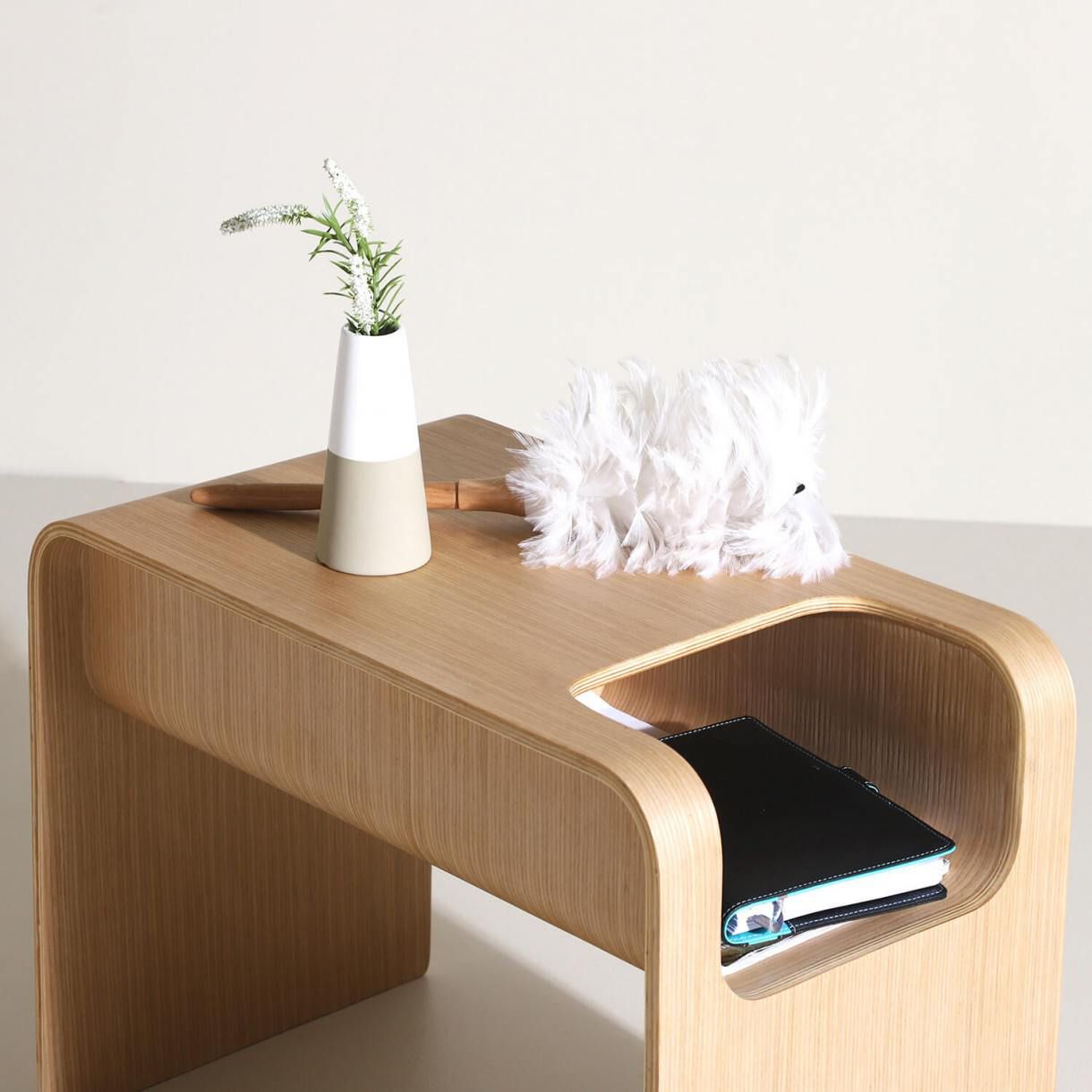 Side Table / End table Natural Teak , Red oak, black