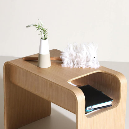 Side Table / End table Natural Teak , Red oak, black