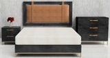 Wooden leather bed in rectangle