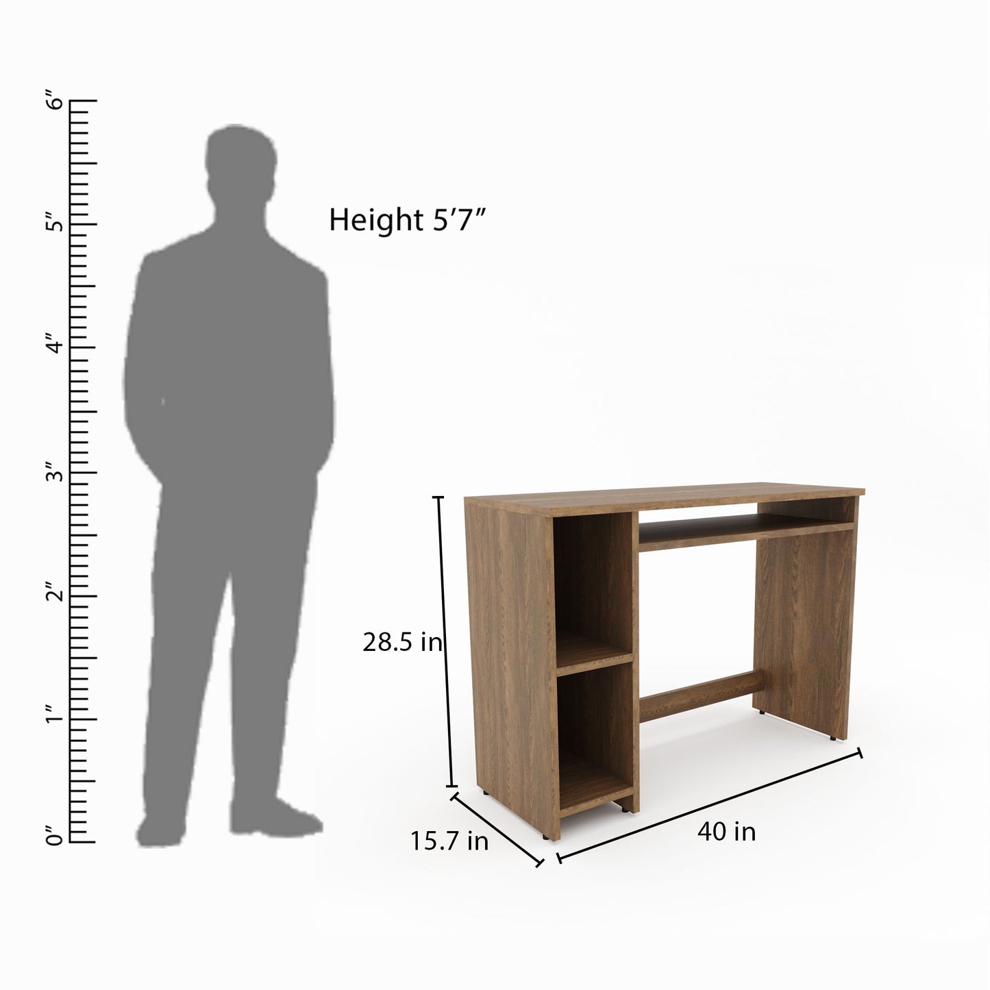 Engineered Wood Study Table And Computer Table Console Walnut Finish With Racks