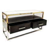 Farm house Coffee table with steel frame marble top silver polish on metal frame