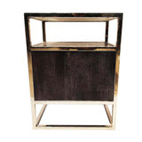 Side table /media unit stainless steel  with black wood finish with marble top