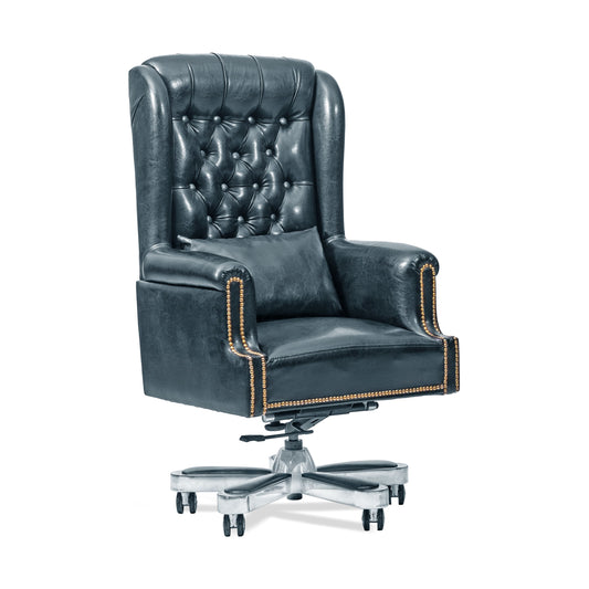 High Back Boss Chair with High Quality Executive Leather Chairs with Genuine Leather Luxury Wood Office Furniture