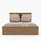 Engineered Wood King Size Bed With Storage Box in Teak Finish