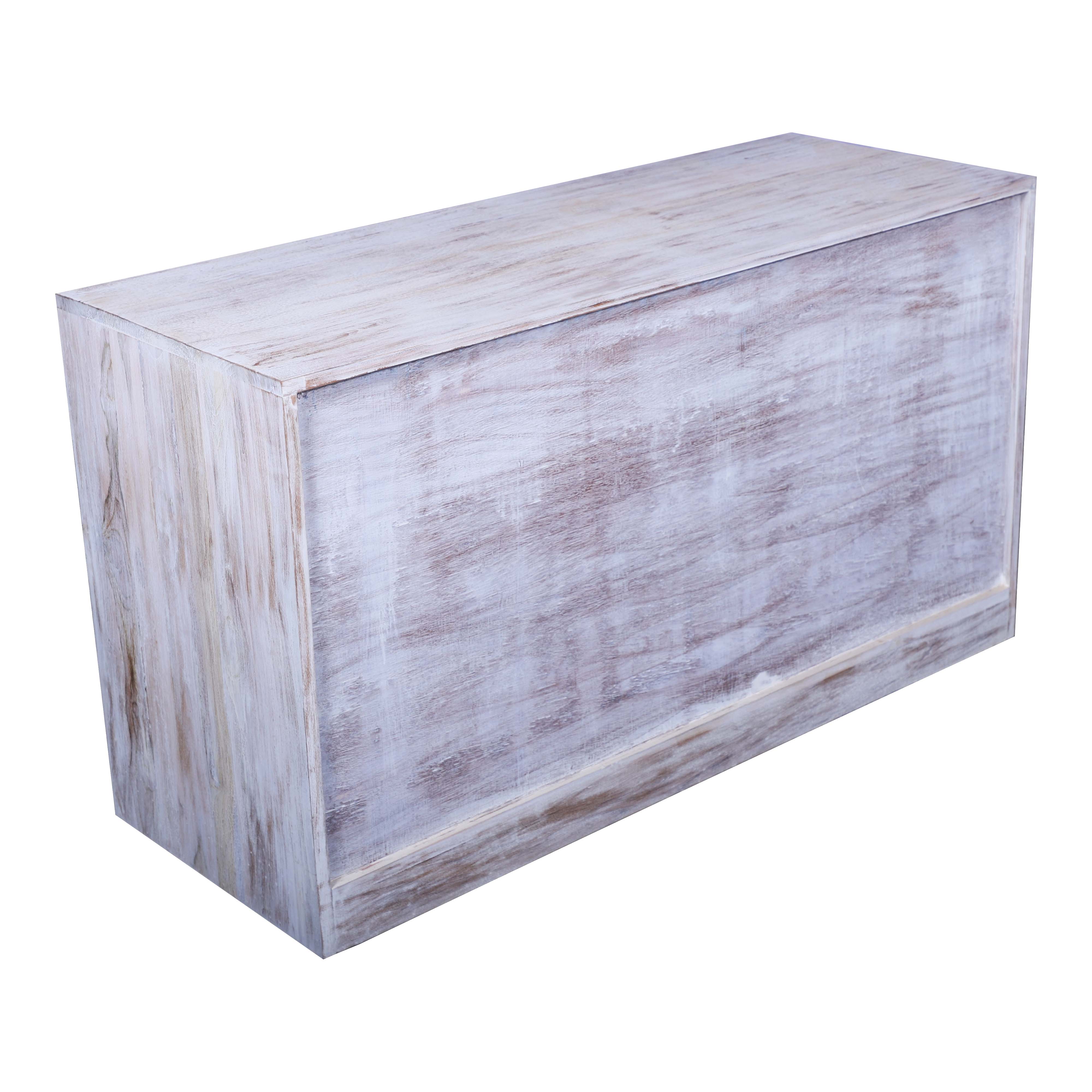 Classic 6-door living room dresser cabinet chest of  drawer white distress finish