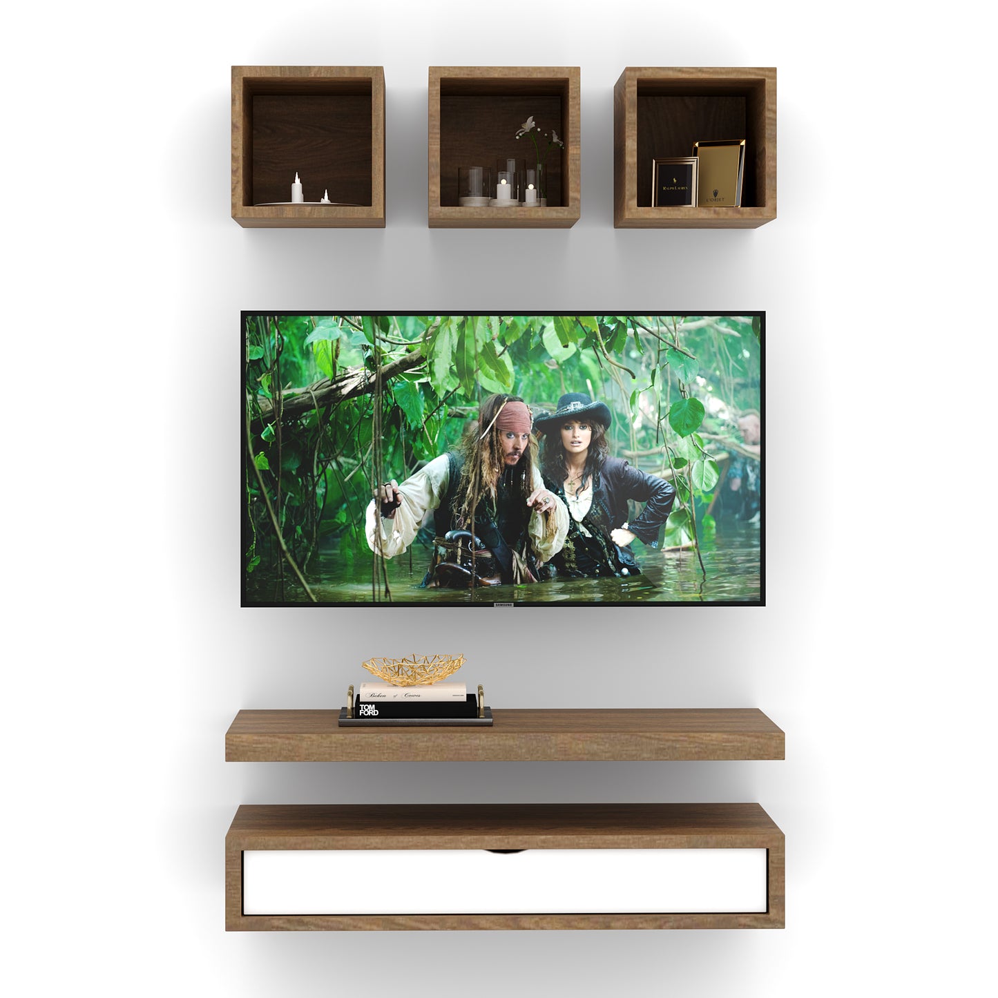 TV Entertainment Unit/ With Set Top Box Stand and Display Rack T.V Unit in particle board