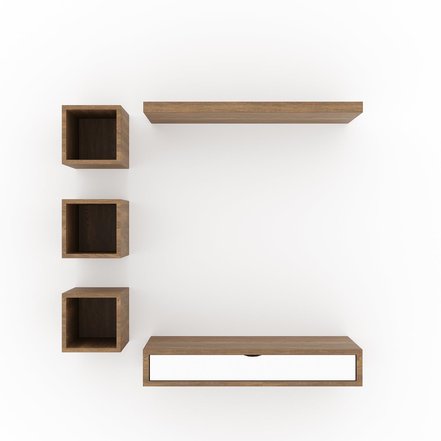 Wooden TV Entertainment Unit/Wall Set Top Box Shelf Stand/TV Cabinet for Wall/Set Top Box Holder With American Walnut