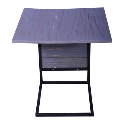 END TABLE IN METAL FRAME WITH SAGWAN WOOD TOP BLACK FINISHE