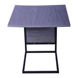 END TABLE IN METAL FRAME WITH SAGWAN WOOD TOP BLACK FINISHE