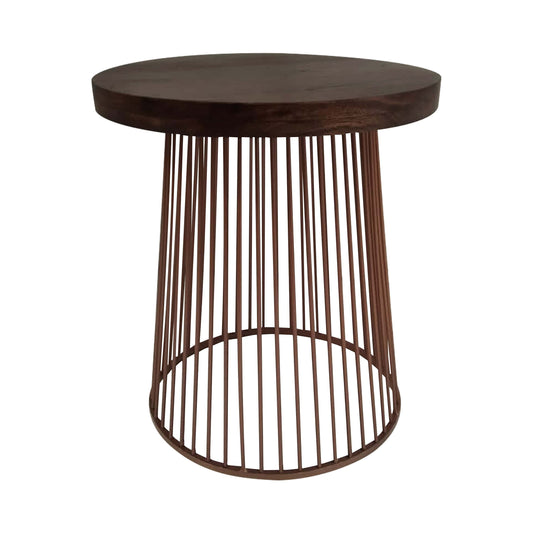 Solid Wood Wired café Table in Wallnut Finish