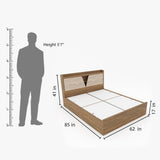 Engineered Wood King Size Bed With Storage Box in Teak Finish