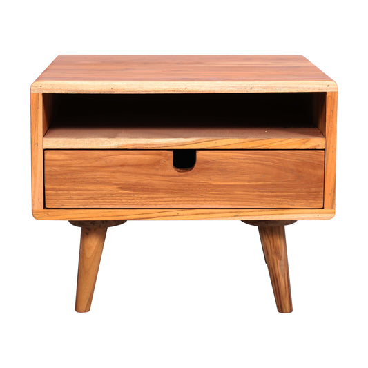 Modern furniture in sagwan wood designer Bedside table  with 1 Drawer & open slot﻿