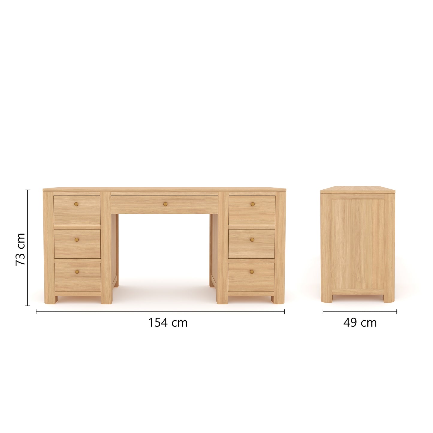 Office Desk/ Wooden Home Office Desk Table with Maximum Storage Drawers  in Natural Oak Veneer