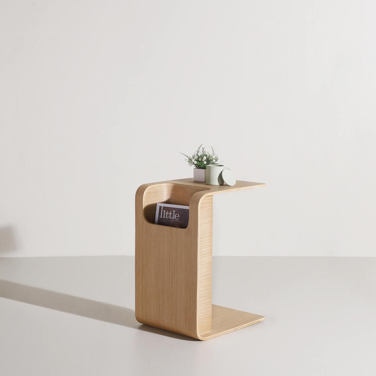 Side Table / End table Natural Teak , Red oak, black