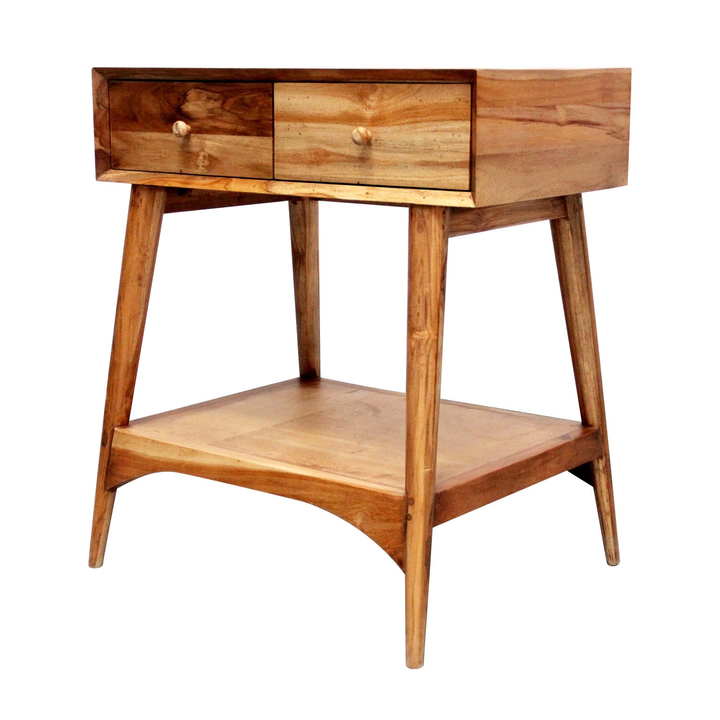 Side table natural sheesham wood side table with two drawers