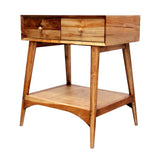 Side table natural sheesham wood side table with two drawers