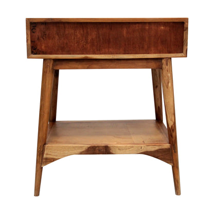 Side table natural sheesham wood side table with two drawers