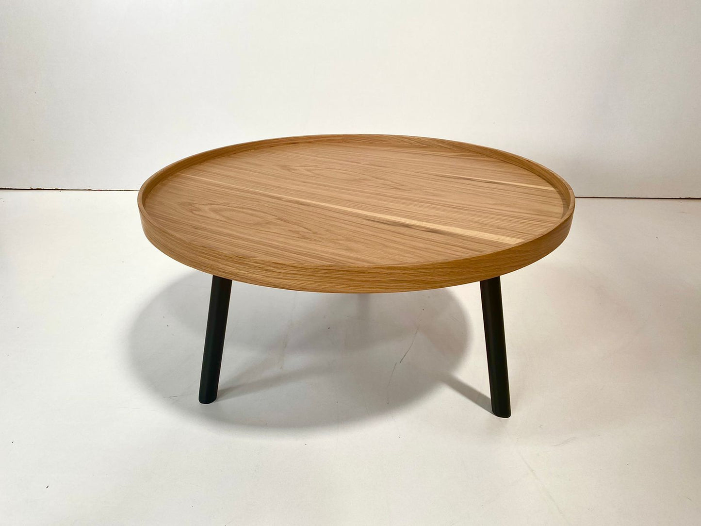 Metal Legs & Wooden Top Round Coffee table in Oak Veneer