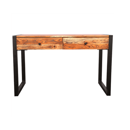 Sagwan vintage design hall 2 drawers and storage shelf console table study table weatherwood finish on wooden box