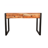 Sagwan vintage design hall 2 drawers and storage shelf console table study table weatherwood finish on wooden box
