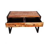 Sagwan vintage design hall 2 drawers and storage shelf console table study table weatherwood finish on wooden box