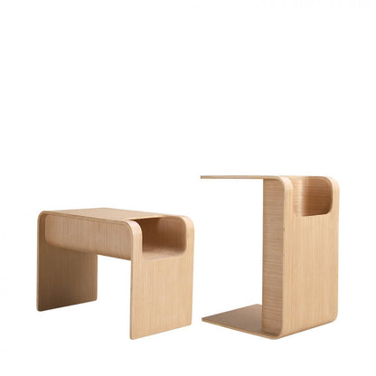 Side Table / End table Natural Teak , Red oak, black